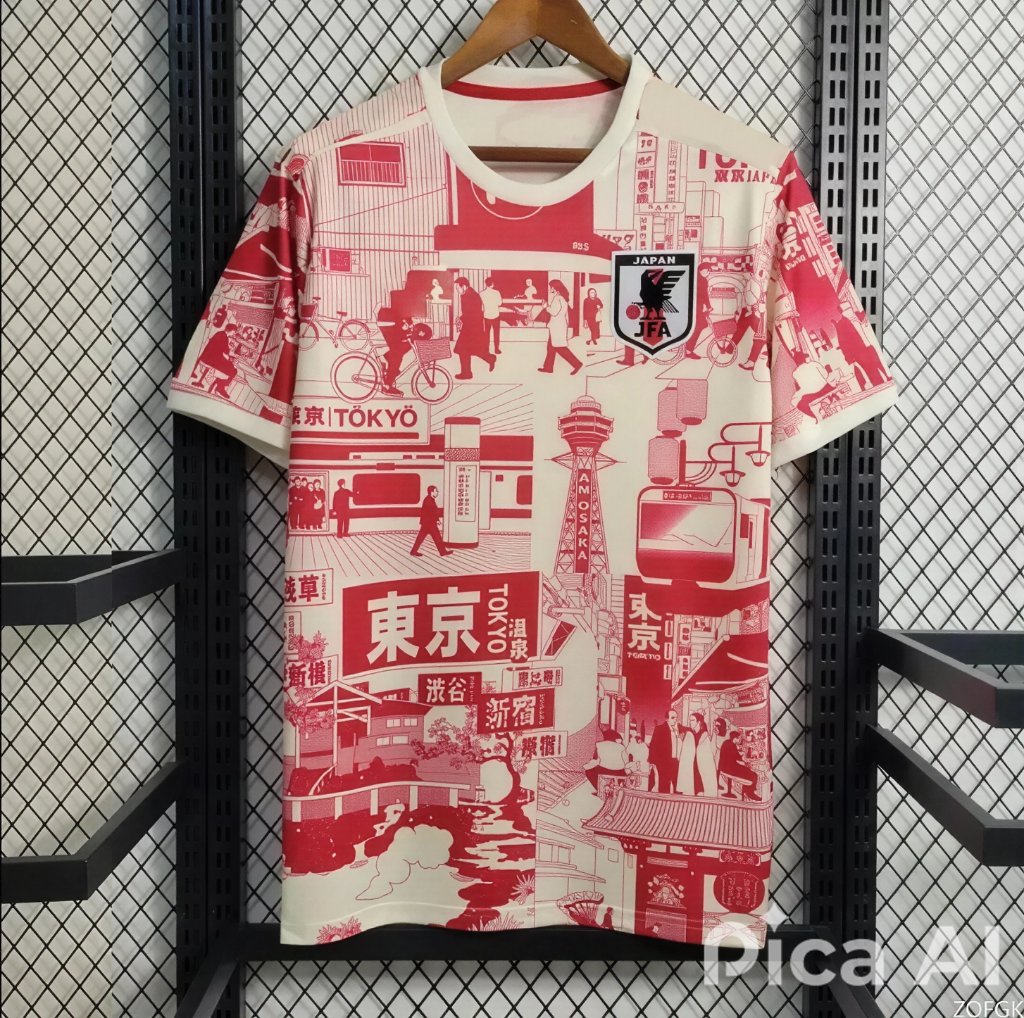 maillot japon, t-shirt de sport, respirant, séchage rapide, col rond, ample, pour homme, entraînement de football